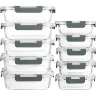 MCIRCO 20-Piece Glass Food Storage Containers Set, 10 Containers, 10 Transparent Lids, Dishwasher, Microwave and Freezer Friendly, Leak-Proof, BPA-Free