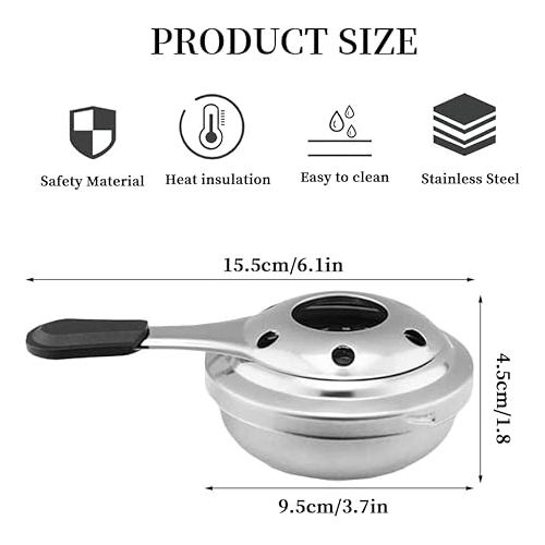  Fondue Burner, Taozoey Accessories for Fondue Burner, Portable Mini Alcohol Cooker, Mini Chocolate Fondue Set, Windproof, Stainless Steel, for Outdoor Fondue, Hiking, Picnic