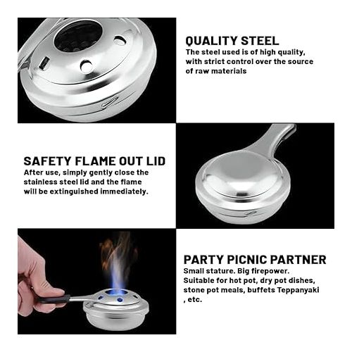  Fondue Burner, Taozoey Accessories for Fondue Burner, Portable Mini Alcohol Cooker, Mini Chocolate Fondue Set, Windproof, Stainless Steel, for Outdoor Fondue, Hiking, Picnic