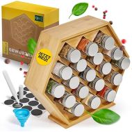 HEIMLUX TUV Certified: Spice Rack Standing Made of Bamboo Wood for Spice Storage, Kitchen Rack for Spice Jars, Spice Racks for Kitchen, Spice Organiser, Spice Rack with Jars No Drilling