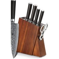 XINZUO He Series Damascus Knife Set, Japanese Kitchen Knife Made of High Carbon Damascus Steel, Professional Sharp Damascus Steel Chef's Knife Set with Pakkawood Handle