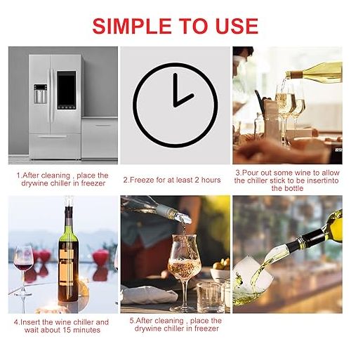  Wine Cooling Stick, Wine Cooler Rod Made of Stainless Steel, 3-in-1 Wine Cooler Set, Wine Gifts for Wine Lovers, Bar Gift, Women Men, Red and White Wine Gift Set (1 Piece)