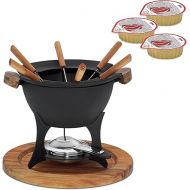 kela Country 390010 Fondue Set, 11 Pieces, Diameter 27 cm, 1 Litre, Enamelled Cast Iron, Pot, Burner, Rechaud, Splash Guard, Coaster, 6 Fondue Forks, 6 Magma Fuel Pastes, 80 g Each, Ethanol