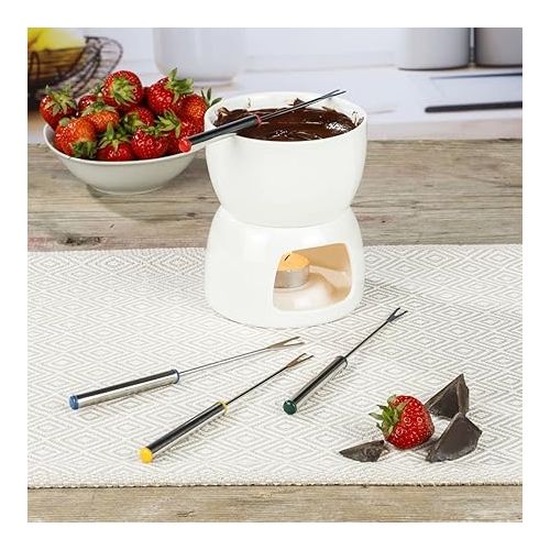  BALOU Chocolate Fondue Set of 6, 450 ml, Chocolate Fondue Set Made of Porcelain, Chocolate Fondue Set for Tea Light