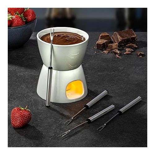  BALOU Chocolate Fondue Set of 6, 450 ml, Chocolate Fondue Set Made of Porcelain, Chocolate Fondue Set for Tea Light