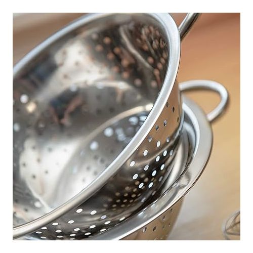  SIDCO Salad Sieve Stainless Steel Kitchen Strainer Pasta Sieve Salad Colander Stand Colander Diameter 28 cm