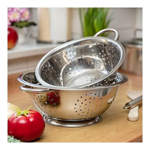  SIDCO Salad Sieve Stainless Steel Kitchen Strainer Pasta Sieve Salad Colander Stand Colander Diameter 28 cm