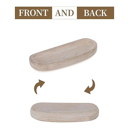  Hanobe Wooden Bowl Decorative Wooden Tray Decorative Bowl: Large Tray Rectangular Key Tray Wood Longitudinal 42 cm Key Bowl Candles Plate Fruit Bowl Table Decorative Tray Natural