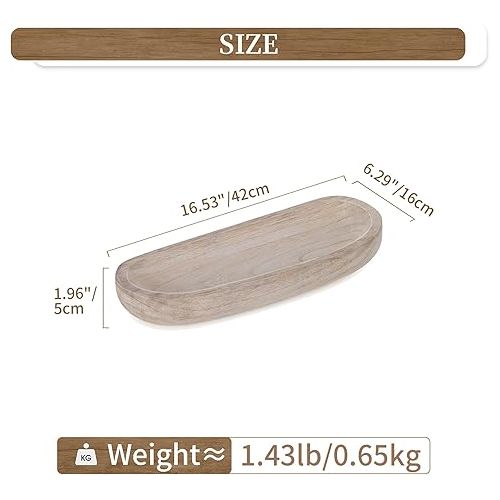  Hanobe Wooden Bowl Decorative Wooden Tray Decorative Bowl: Large Tray Rectangular Key Tray Wood Longitudinal 42 cm Key Bowl Candles Plate Fruit Bowl Table Decorative Tray Natural