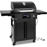 LANDMANN Electric Grill Trolley EG-II-591 Powerful Standing Grill with 2 Meat Thermometers and Lid Thermometer Without Gas & No Charcoal Grill Surface Approx. 59 x 40.5 cm 3200 W [Black]