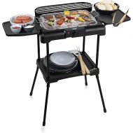 Princess 01.112250.01.001 Electric BBQ with Side Shelves 112250 Electric Stand Grill with Base Black, Plastic, 1 Load, Multicoloured