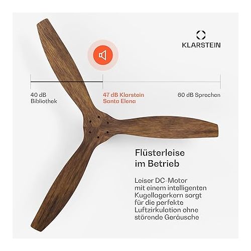  Klarstein Smart Ceiling Fan 132 cm with DC Motor - Economical Small Fan for Summer & Winter Operation, Perfect Room Cooling & Heat Distribution