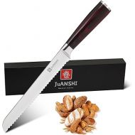 JUANSHI® Knife, bread knife with serrated edge, chef's knife, Japanese knife, 20 cm blade length, high-quality carbon stainless steel with exquisite gift box for cutting bread, bagels, cakes