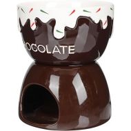 TOPBATHY Ceramic Chocolate Fondue Pot Set Ceramic Fondue Pot with Burner Butter Warmer Pan for Meat Chocolate Cheese Milk Hot Oil Broth