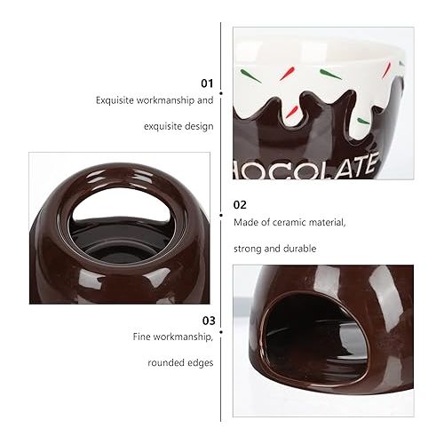  TOPBATHY Ceramic Chocolate Fondue Pot Set Ceramic Fondue Pot with Burner Butter Warmer Pan for Meat Chocolate Cheese Milk Hot Oil Broth