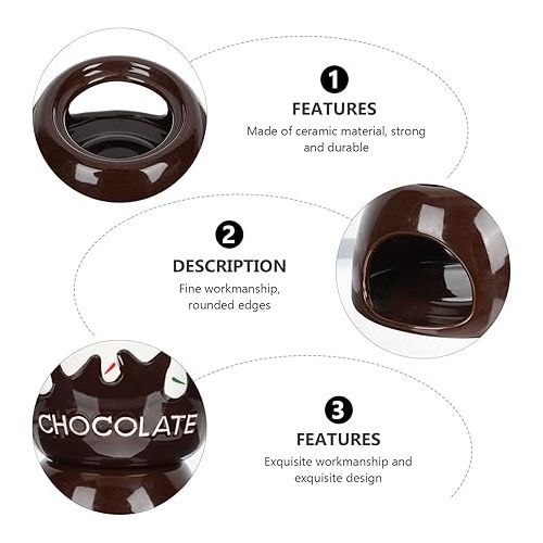  TOPBATHY Ceramic Chocolate Fondue Pot Set Ceramic Fondue Pot with Burner Butter Warmer Pan for Meat Chocolate Cheese Milk Hot Oil Broth