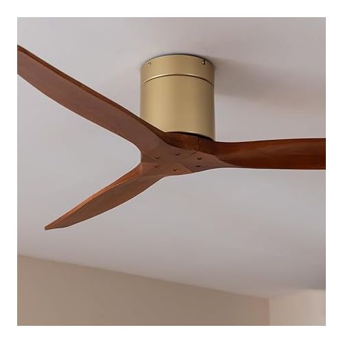  Cecotec - Deckenventilatoren EnergySilence Aero 5500 Aqua GoldDarkWood Connected, DC 40 W Motor, Wi-Fi-Steuerung, Innen- und Außengebrauch, 3 Flugel, 6 Geschwindigkeiten, Dunkelgold-Braun