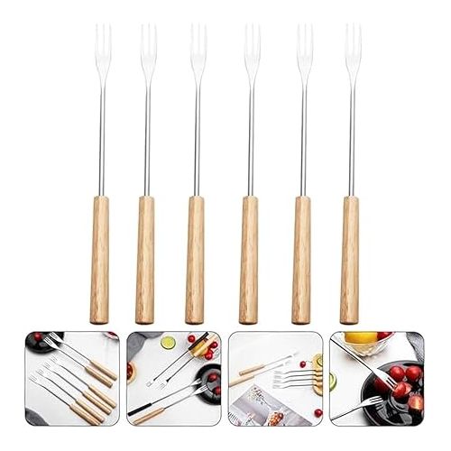  Nudiuhis 12-Teiliges Fondue-Grill-Set Stoßel, Wiederverwendbare Obstgabeln, Grillgabel, Dip- + Edelstahl fur Cocktails, Set