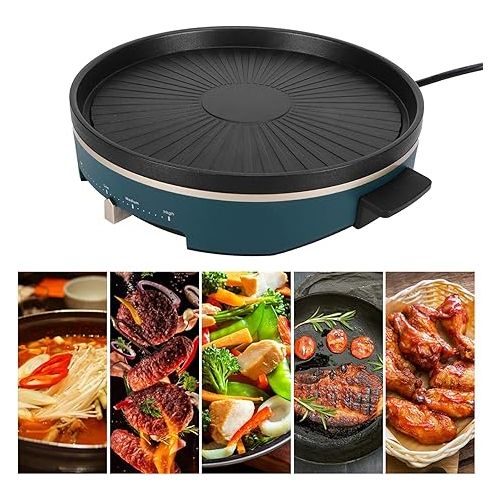  Lyrlody Electric Grill Adjustable Electric Grill with Non-Stick Coating Table Grill with 2 Convenient Handles for Home (1200W)