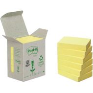 Post-it Recycling Notes Mini Tower, 38 x 51 mm, 100 Blatt, 6 Block, Pastellgelb - in Weiteren Farben Verfugbar - Selbstklebende Notizzettel aus 100% Recyclingpapier