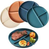 NOZVYCI 23 cm Unbreakable Split Dinner Plate with 3 Compartments Plate with Dividers Microwave and Dishwasher Safe Children's Dinner Plate Separate Family Plates (Dark Colour Plates)