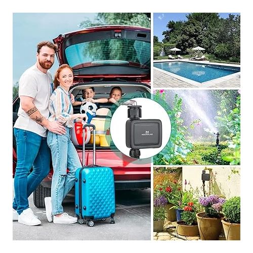  WLAN Irrigation Computer, Smart Sprinkler Timer Hose Tap, Remote App Control, Support Alexa Voice Control, Outdoor Hose Timer for Garden, Lawn, Plants, Flower Bed (FM-WK-01)