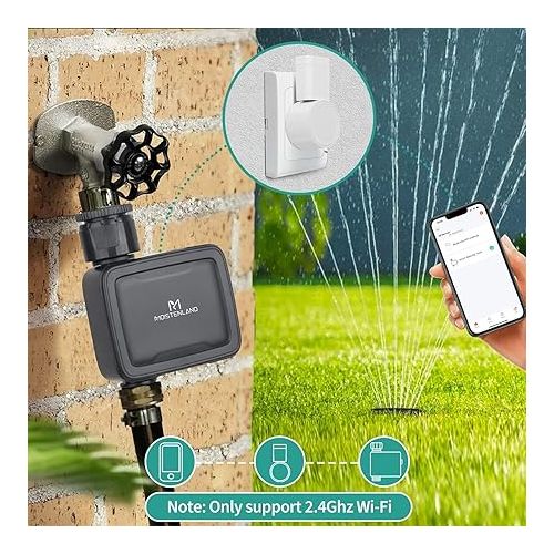  WLAN Irrigation Computer, Smart Sprinkler Timer Hose Tap, Remote App Control, Support Alexa Voice Control, Outdoor Hose Timer for Garden, Lawn, Plants, Flower Bed (FM-WK-01)