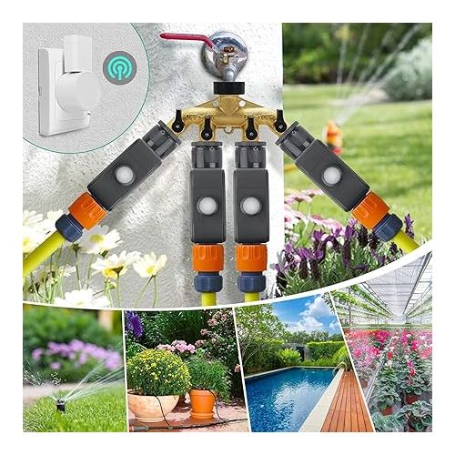  WLAN Irrigation Computer, Smart Sprinkler Timer Hose Tap, Remote App Control, Support Alexa Voice Control, Outdoor Hose Timer for Garden, Lawn, Plants, Flower Bed (FM-WK-01)