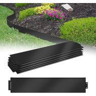 XMTECH 5 m Lawn Edging Metal Galvanised Flower Bed Border, 15 cm Height Flower Bed Edging Mowing Edge Palisade, Pack of 5, 100 cm x 15 cm (L x H), Galvanised Lawn Edging, Black