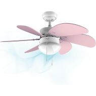 Cecotec EnergySilence 3600 Vision Purple Ceiling Fan, 50 W, Diameter 92 cm, Lamp, 3 Speeds, 6 Reversible Blades, Summer/Winter Function, Pull Chain, White