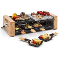 Klarstein Chateaubriand Nuovo - Raclette Grill, 1200 Watt, Grill Plate 39 x 18 cm, continuously variable thermostat, 8 People, Raclette Pan Made of Steel, Non-Stick Coating