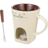 BESTonZON Personal Fondue Cup Set: Mini Fondue Pot Chocolate Fondue Mug Porcelain Melting Pot With Fork Tea Light For Cheese Chocolate Tapas White