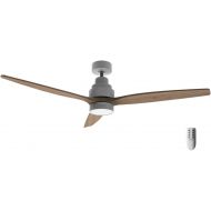 Cecotec Deckenventilator mit Licht EnergySilence Aero 5300 White&Wood Design. 30 W, Durchmesser 132 cm, mit 3 Flugeln, DC-Motor, LED-Licht, Fernbedienung, Timer und Winter-Sommer-Modus