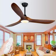 MSHENUED 5ft Outdoor Ceiling Fan with Light, Vintage Wooden Ceiling Fan with Remote Control, 3 Blade Propeller Ceiling Fan, Indoor Outdoor