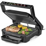 N8WERK Midnight Edition Digital Contact Grill | 6 Grill Programmes | 2000W | Touch Display with LED Colour Countdown | Removable Grill Plates | Non-Stick Coating | Grease Tray