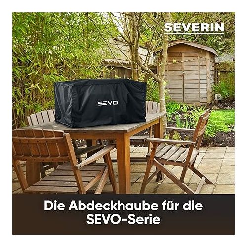  SEVERIN Sevo GT Grill Cover for SEVERIN SEVO (Smart Control) GT, Grill Cover Made of Waterproof 600D Oxford Fabric, Robust Grill Cover Against Weathers, Black, ZB 8129