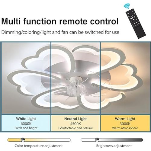  YFouCnd I Flower Lamp with Fan Modern Design Ceiling Fan with Light and Remote Control DC Motor Reversible Winter Summer Function for Bedroom Living Room Quiet with App Timer