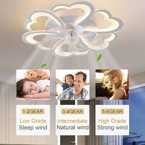  YFouCnd I Flower Lamp with Fan Modern Design Ceiling Fan with Light and Remote Control DC Motor Reversible Winter Summer Function for Bedroom Living Room Quiet with App Timer