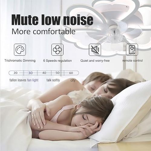  YFouCnd I Flower Lamp with Fan Modern Design Ceiling Fan with Light and Remote Control DC Motor Reversible Winter Summer Function for Bedroom Living Room Quiet with App Timer