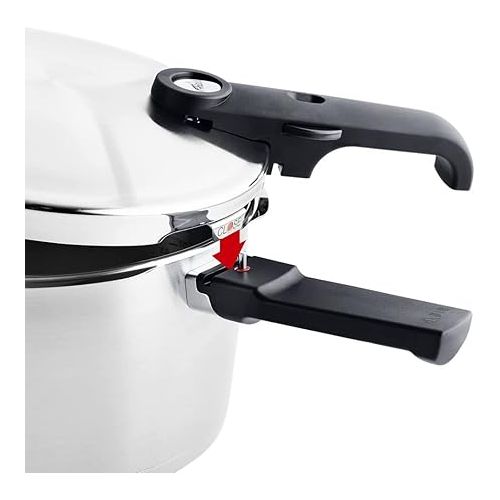  Fissler Vitavit Premium Pressure Cooker Set of 4 (6 L - Diameter 22 cm and Pressure Frying Pan 2.5 L - Diameter 22 cm) with Metal Lid Insert - Induction Silver