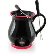 Swissmar F66328 Indulge Schokoladen Fondue Becher Set 4-teiliges, Gusseisen/Edelstahl, Schwarz, 125ml, Schokofondue Teelicht Beheizt, mit 2 Fondue Gabeln, Spulmaschinenfest, Geschenkset