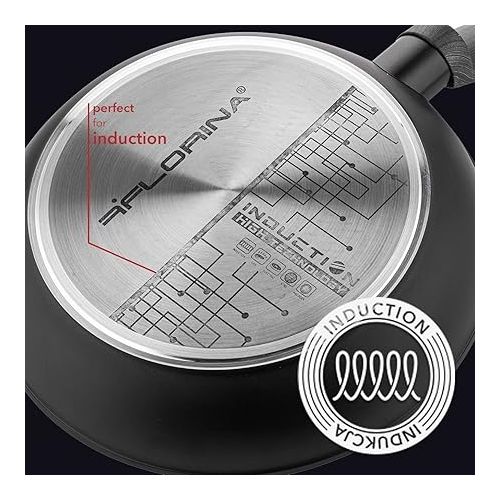  FLORINA - Bono Aluminium Frying Pan I 18 cm Diameter I Induction Pan I Non-Stick Coating Universal Pan I Suitable for Induction Cookers, Gas Hobs and Electric Hobs (Black)