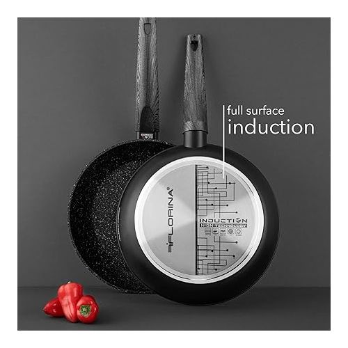  FLORINA - Bono Aluminium Frying Pan I 18 cm Diameter I Induction Pan I Non-Stick Coating Universal Pan I Suitable for Induction Cookers, Gas Hobs and Electric Hobs (Black)