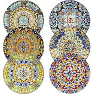 vancasso Porcelain Dinner Plates, Set of 6, 8.5 Inch Colourful Breakfast Plates, Ceramic Dessert Plates, Microwave, Oven and Dishwasher Safe, Colourful Bohemian Style Dishes for Kitchen