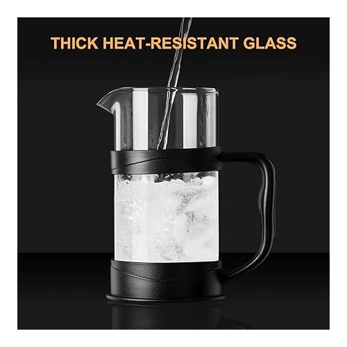  ParaCity French Press Coffee Maker 350 ml, Coffee Press Made of Stainless Steel Filter and Heat Resistant Glass, Cold Brew Coffee Machine, Good as a Gift for Travel and Home (350 ml Black)