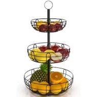 Bomclap 3-Tier Fruit Basket for Space Saving, Fruit Stand Tehend Modern Fruit Bowls, Metal Fruit Baskets for Fruit, Cake, Sweets, Vegetables (3 Tier Fruit Basket)