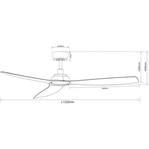  Lucci Air Ceiling Fan Airfusion Moto, Fan with Remote Control, Extremely Flat Ceiling Fan, Diameter 132 cm