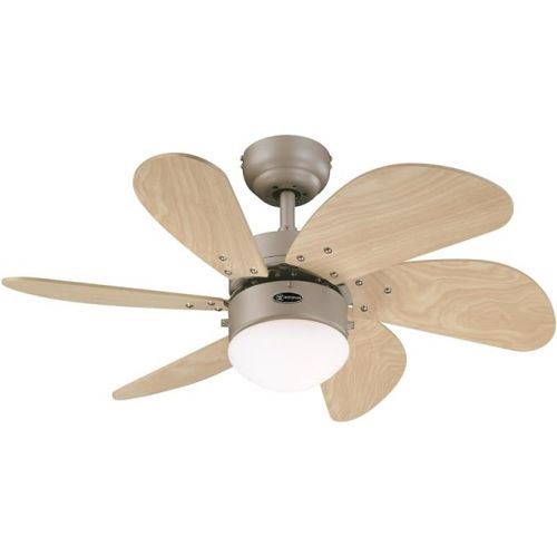  Westinghouse Lighting 76 cm Turbo Swirl 78158 Ceiling Fan with Single Light and Six Blades, 7815840, Titanium & 78801 Wall Switch for Ceiling Fans with Lighting