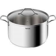 Tefal Intuition B8646404 Large Saucepan Stainless Steel 28 cm / 8 L Induction Large 18/10 Stainless Steel Size XL Robust Handles Glass Lid