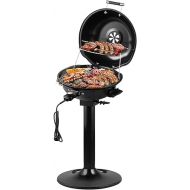 CUSIMAX Electric Electric Grill Stand Grill with Lid and Stand, Adjustable Thermometer and Fat Tray, 1600 W Electric Grill for Indoor and Outdoor Use, Balcony, Garden and Kitchen